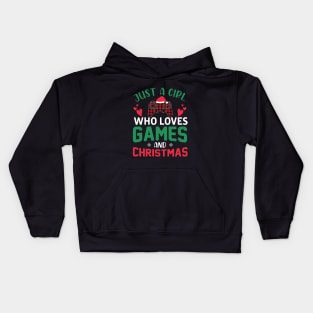 Just a Girl Who Loves Games and Christmas Kids Hoodie